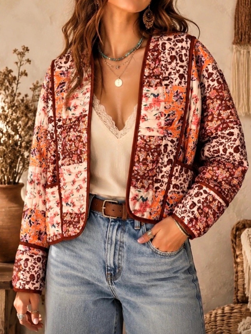 💕Silent Show Pick 💕Floral Patchwork Quilted Jacket